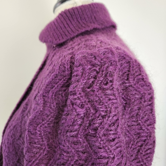 60s Purple Cardigan Sweater Coat Kimlon - Picture 7 of 14